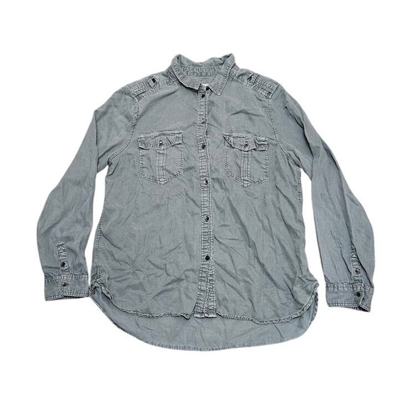 American Eagle Outfitters Button Up Shirt Women XL Sage Green Boyfriend Fit - Picture 1 of 7